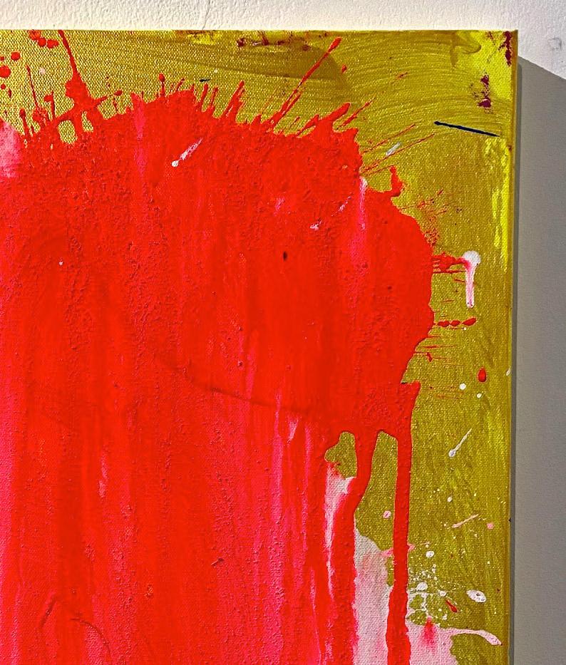 « Red and Gold », peinture acrylique sur toile - peinture abstraite de boxe - Painting de Ushio Shinohara