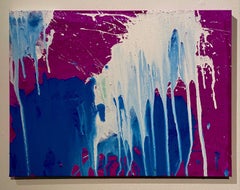 "White and Blue on Violet, " Acrylic on Canvas - Abstract Boxing painting