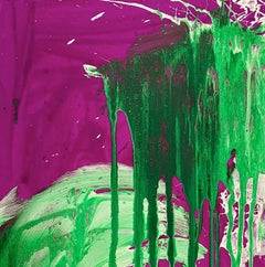 "White and Green on Violet (B), " Acrylic Painting on Canvas - Boxing painting