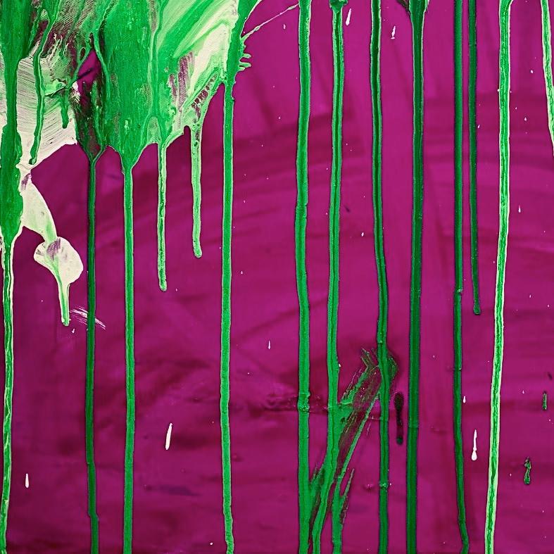 White and Green on Violet (B), Peinture acrylique sur toile - Peinture de boxe - Abstrait Painting par Ushio Shinohara