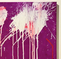 « Blanc sur rouge », peinture acrylique sur toile - peinture abstraite de boxe