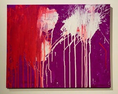 „Weiß auf Rot“, Acrylfarbe auf Leinwand – Abstraktes Schachtelgemälde