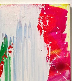 "White, Red and Green, " Acrylic Paint on Canvas - Abstract Boxing painting