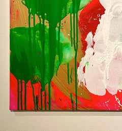 "Blanc, rouge, vert et or", peinture acrylique sur toile - peinture Whiting