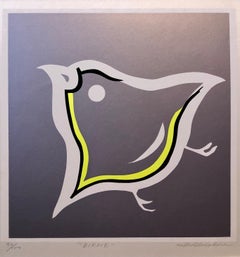 Silkscreen Day Glo Fluorescent Japanese Gyu-chan Neo Dada Art Print Birdie Litho