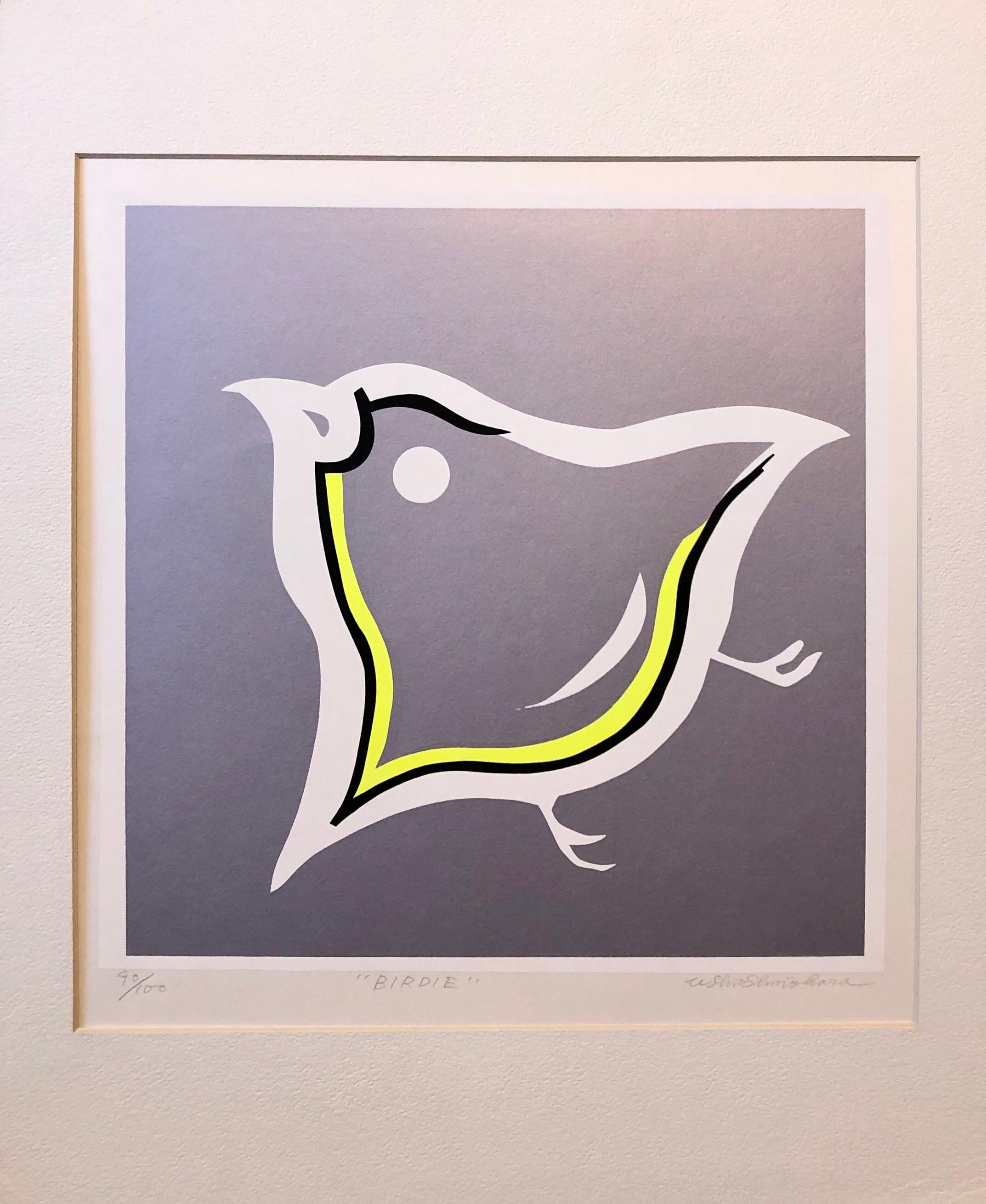 Silkscreen Day Glo Fluorescent Japanese Gyu-chan Neo Dada Art Print Birdie Litho For Sale 1