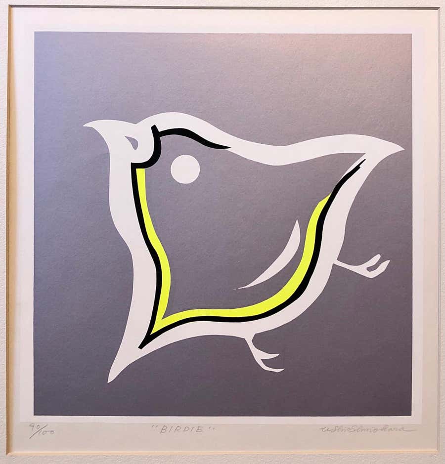Silkscreen Day Glo Fluorescent Japanese Gyu-chan Neo Dada Art Print Birdie Litho