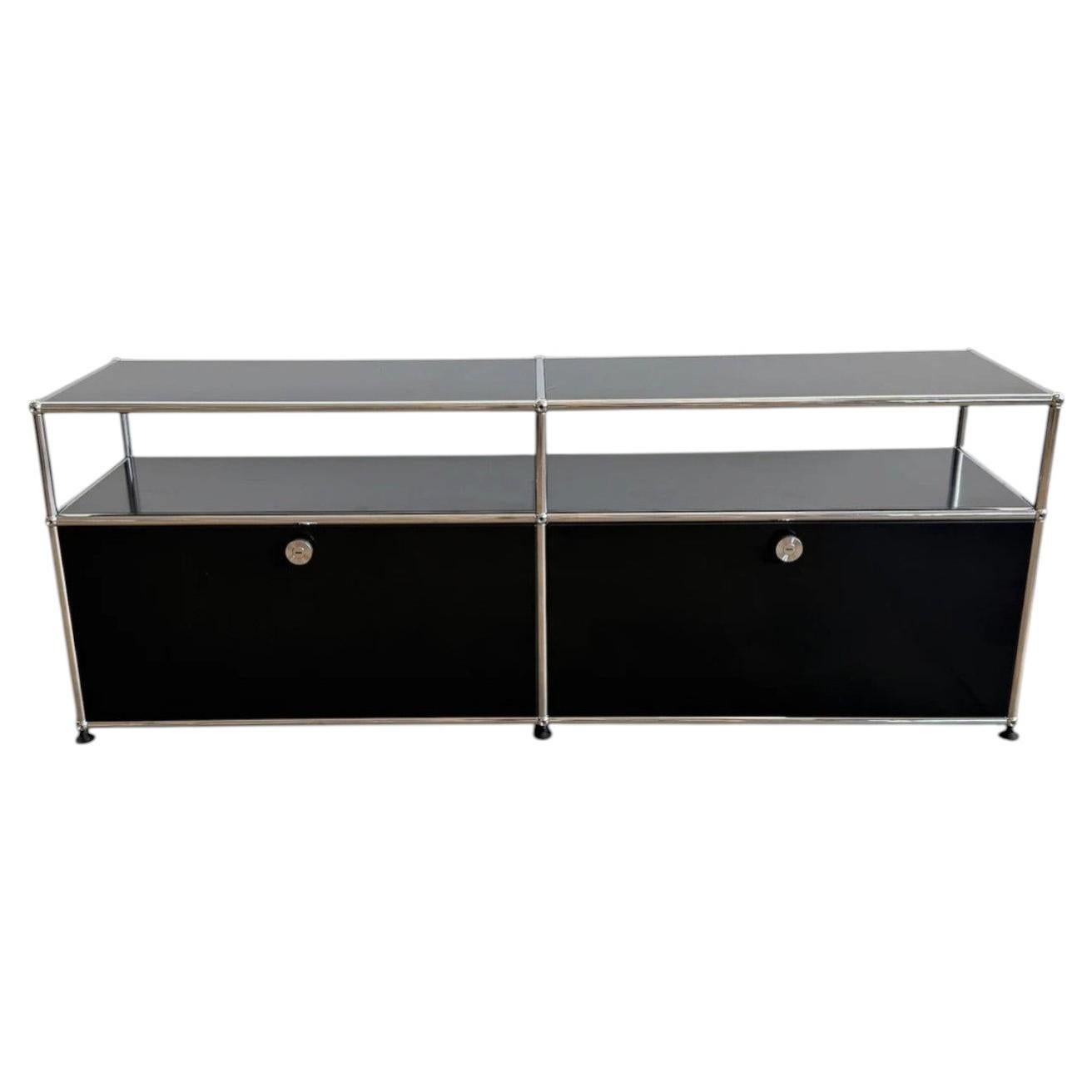 USM Haller 2x2 Media Console 22", Graphite Black, Two Soft-Close Doors, 1960s