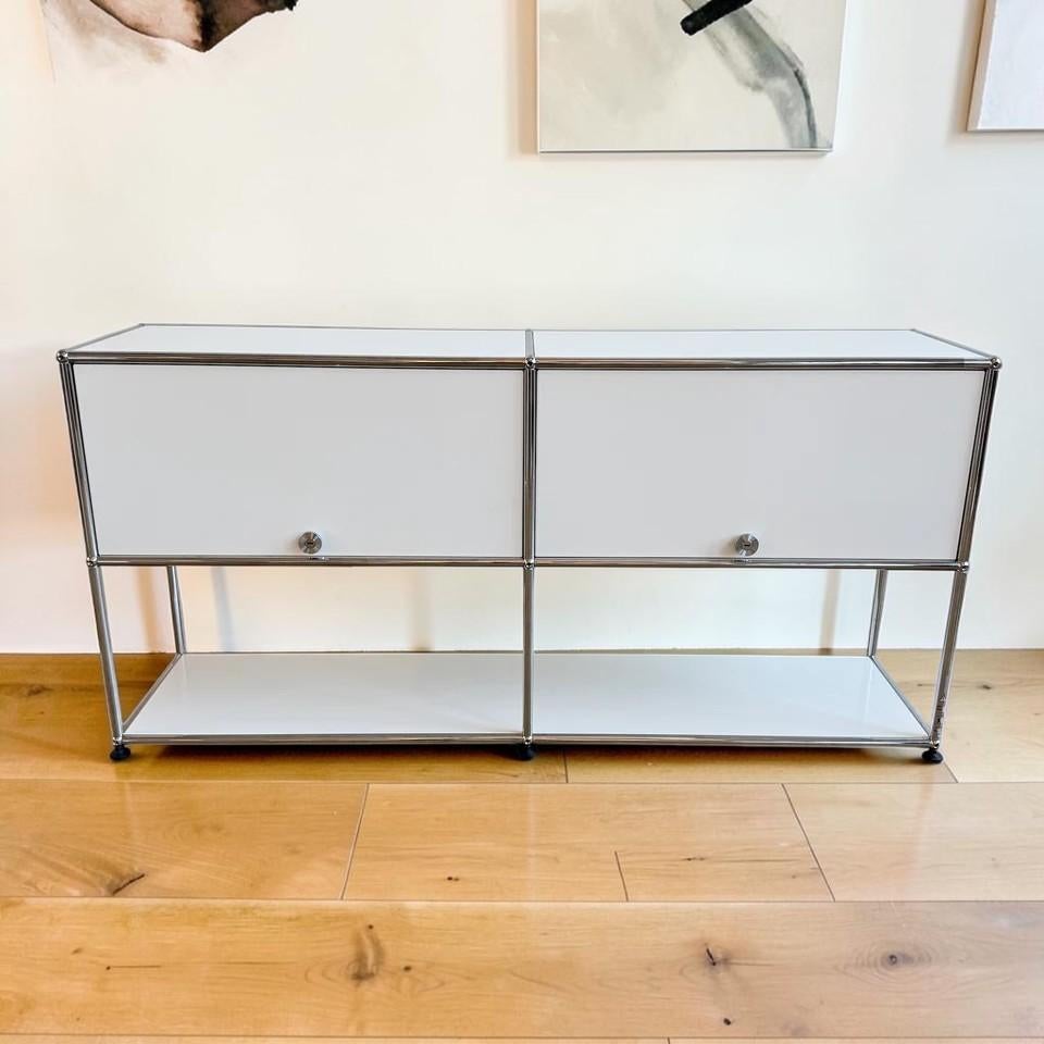 USM Haller 2x2 Storage Cabinet, Pure White, Modular Swiss Design