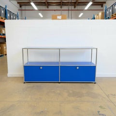 USM Haller 2x2 Media Console, Gentian Blue, Open Upper + 2 Soft-Close Doors 1960