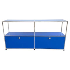 USM Haller 2x2 Media Console, Gentian Blue, Open Upper + 2 Soft-Close Doors 1960