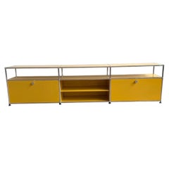 USM Haller 3x2 Long Media Console – Golden Yellow, Two Soft-Close Doors, 1960s