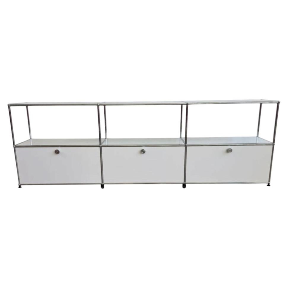 USM Haller 3x2 Long Sideboard in Pure White, Swiss Modular Storage Cabinet 1960s