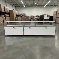 USM Haller 3x2 Low Media Console in Pure White & Chrome, 80" Wide