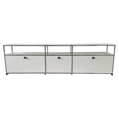 USM Haller 3x2 Low Media Console in Pure White & Chrome, 80" Wide