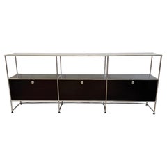 Mueble de almacenamiento USM Haller 3x3 – Negro grafito, diseño modular suizo de los años 60