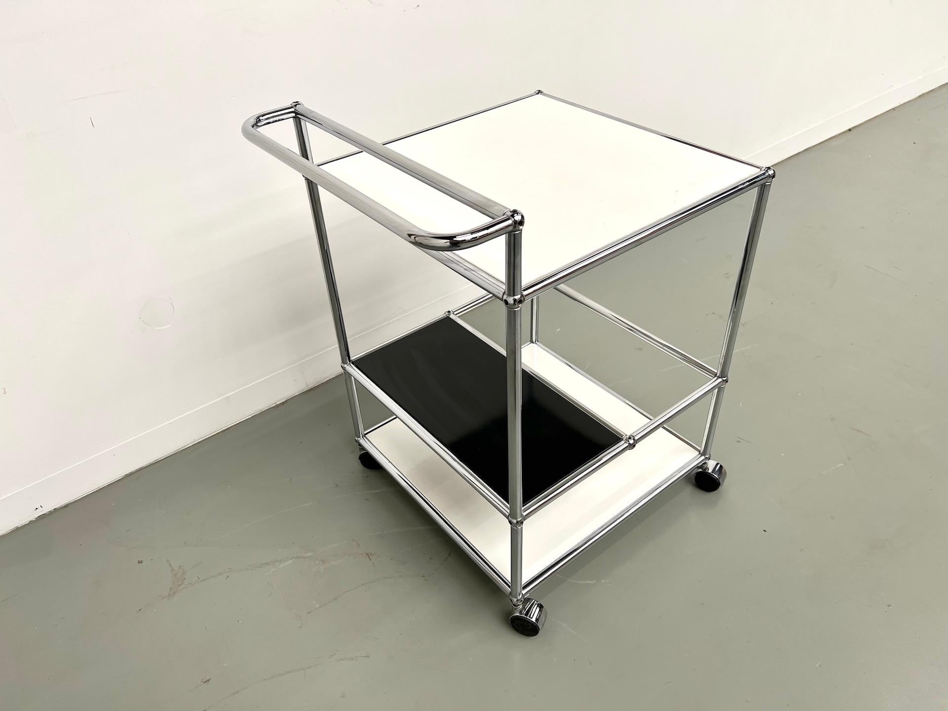 Steel USM Haller bar cart, produced in the 1980s. For Sale
