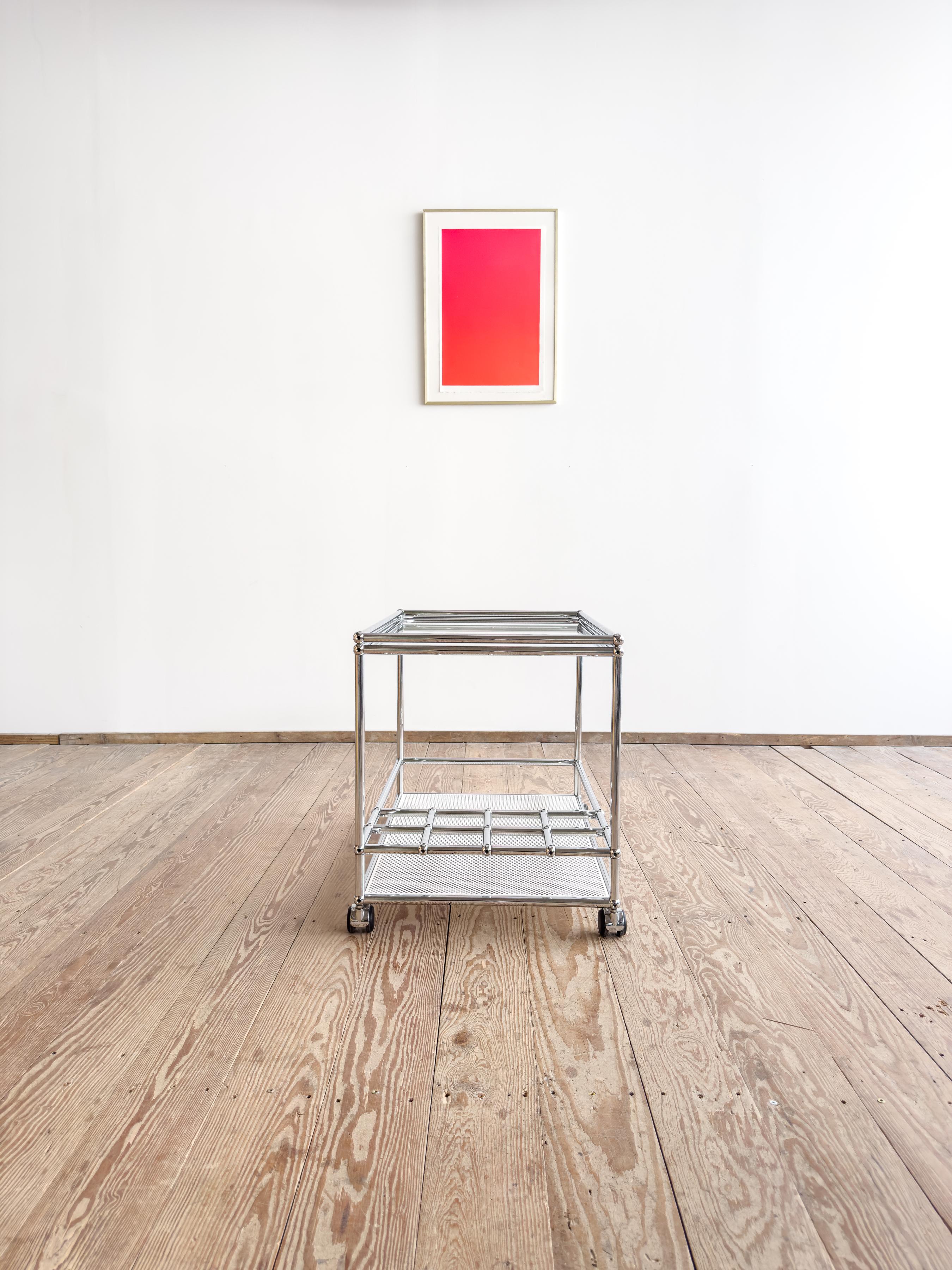 Swiss USM Haller Bar Cartt, Modern Tea Trolley or Steel Serving Trolley, Switzerland For Sale