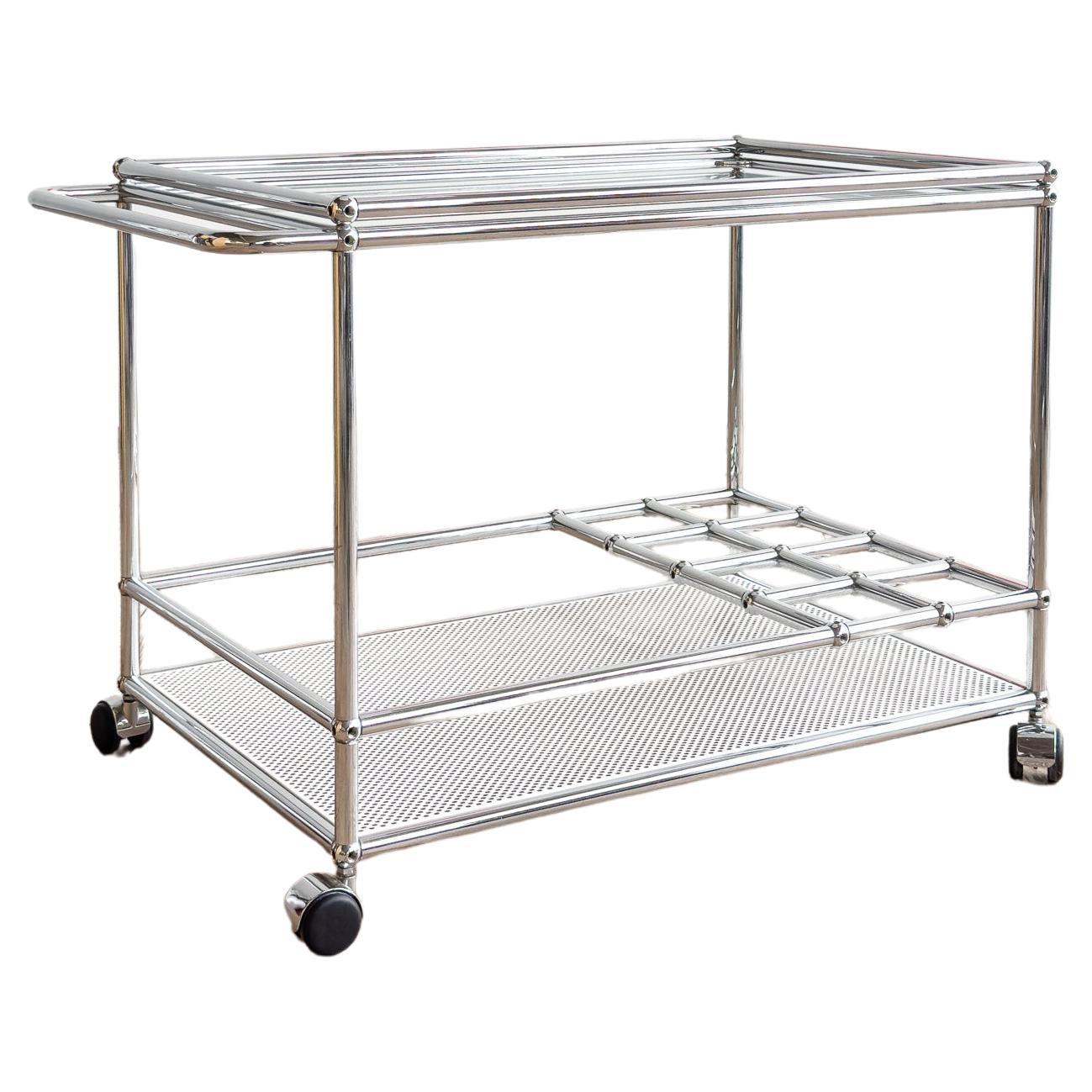 USM Haller Bar Cartt, Modern Tea Trolley or Steel Serving Trolley, Switzerland For Sale