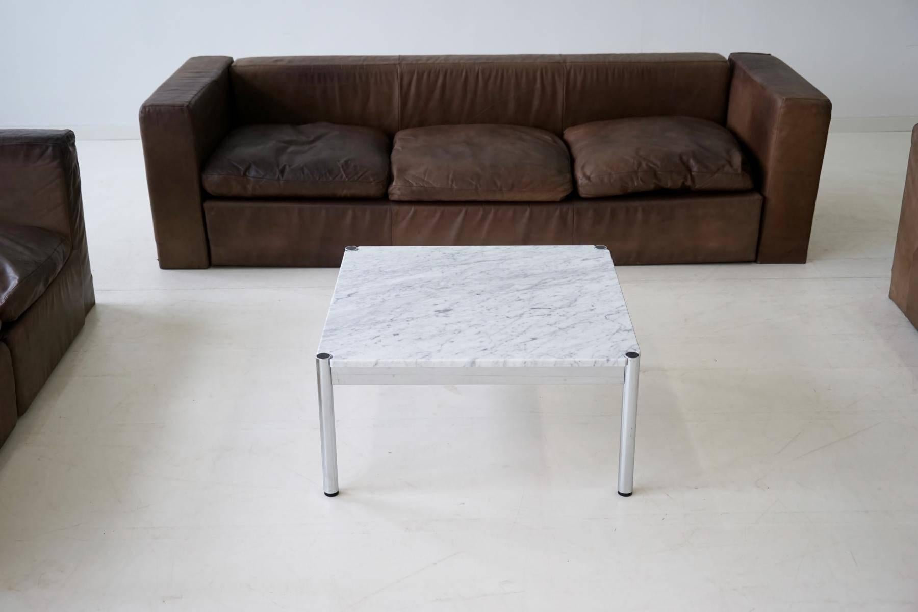 German Usm Haller Design Carrara Marble Chrome Coffee Couch Sofa Side Table
