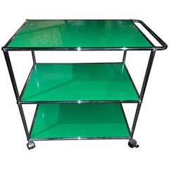 USM Haller Green Serving Cart Designed by Fritz Haller and Paul Schaerer