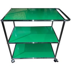 USM Haller Green Serving Cart Designed by Fritz Haller and Paul Schaerer