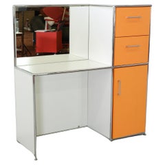Used USM Haller Inspired Orange, White & Chrome Vanity w/ Storage & Mirror by Bosse