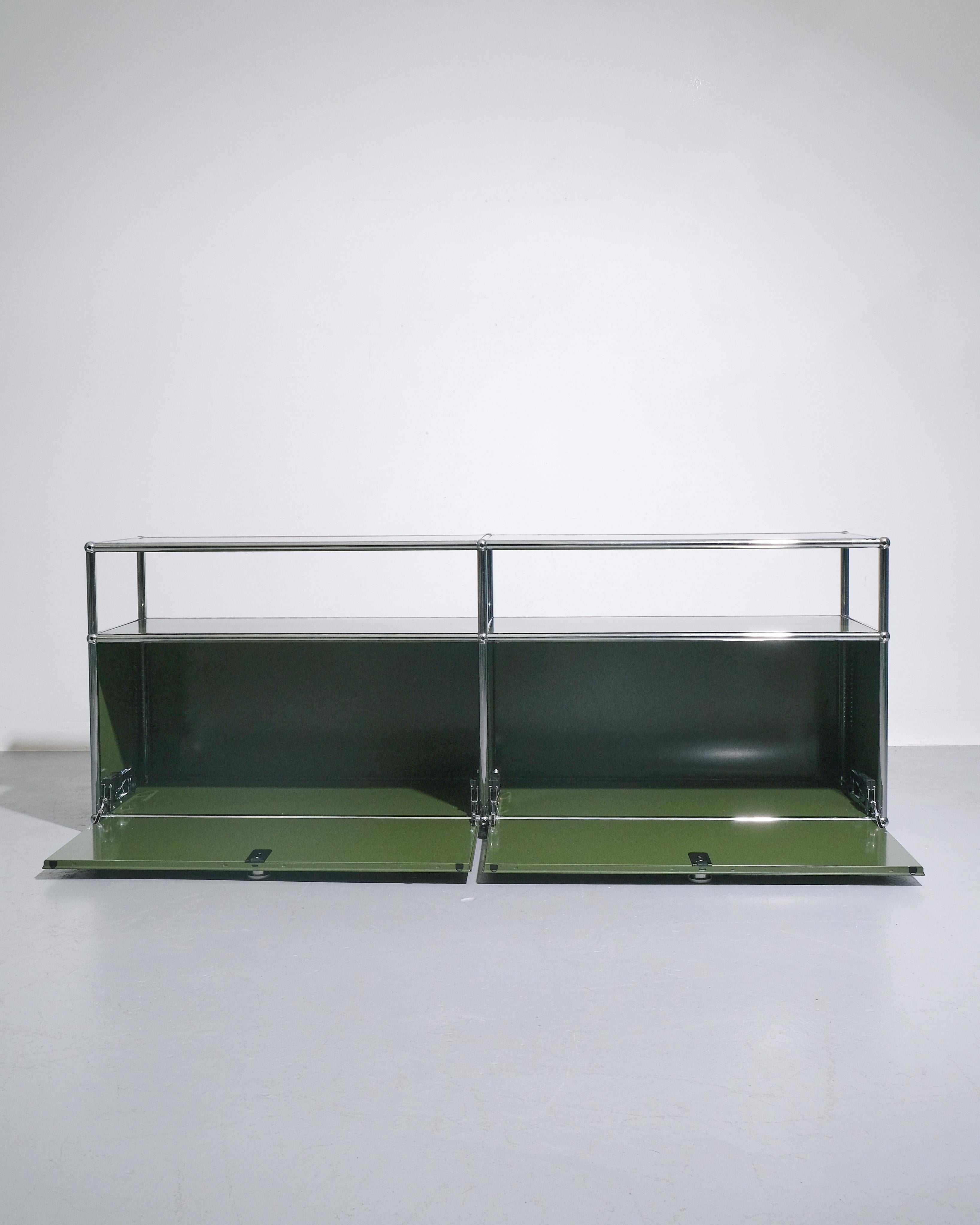 Late 20th Century USM Haller Media Unit Sideboard - Olive Green For Sale
