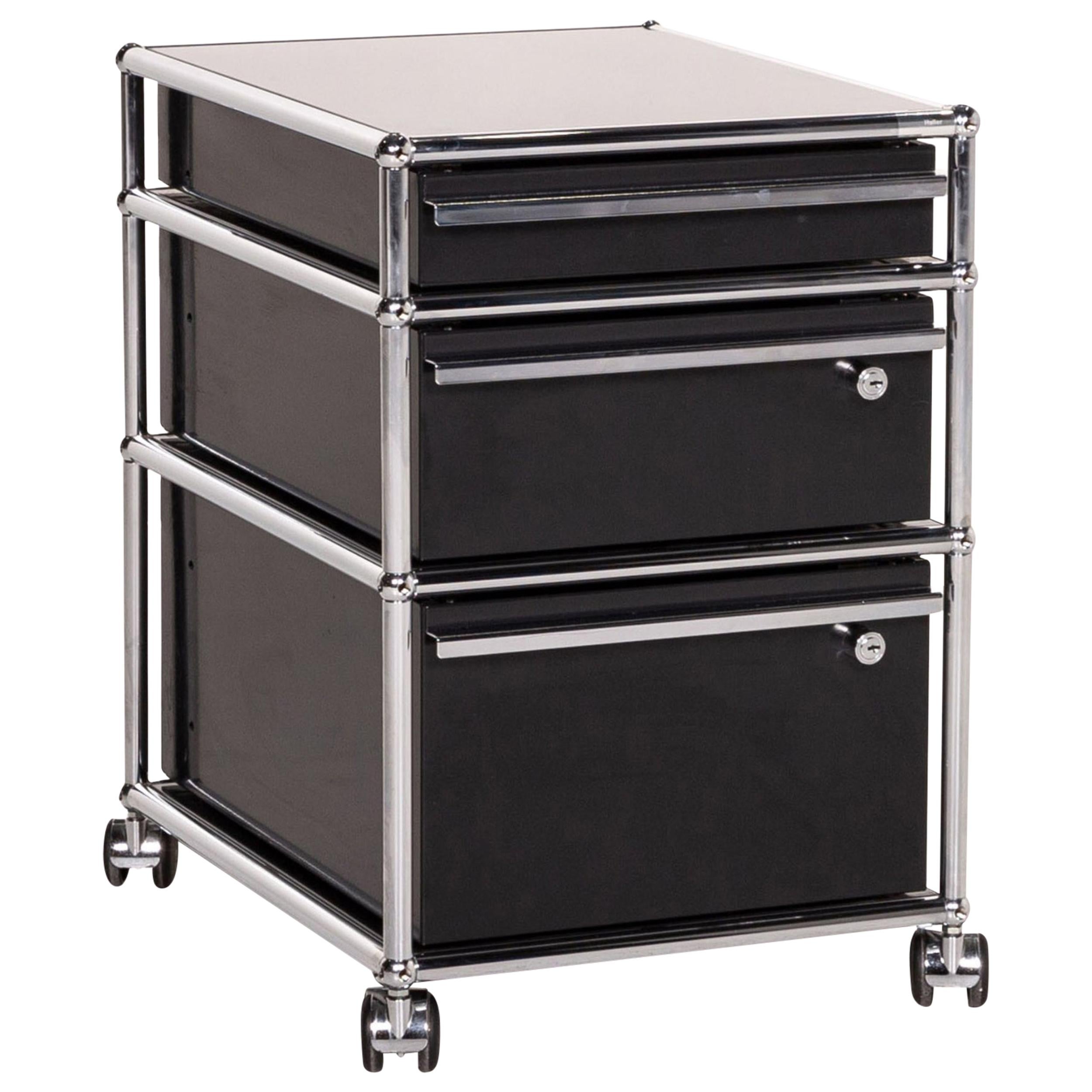 USM Haller Metal Chrome Sideboard Anthracite Roll Container Office Furniture For Sale