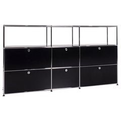 USM Haller Metal Chrome Sideboard Black Shelf Office Storage