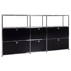 Used USM Haller Metal Chrome Sideboard Black Shelf Office Storage