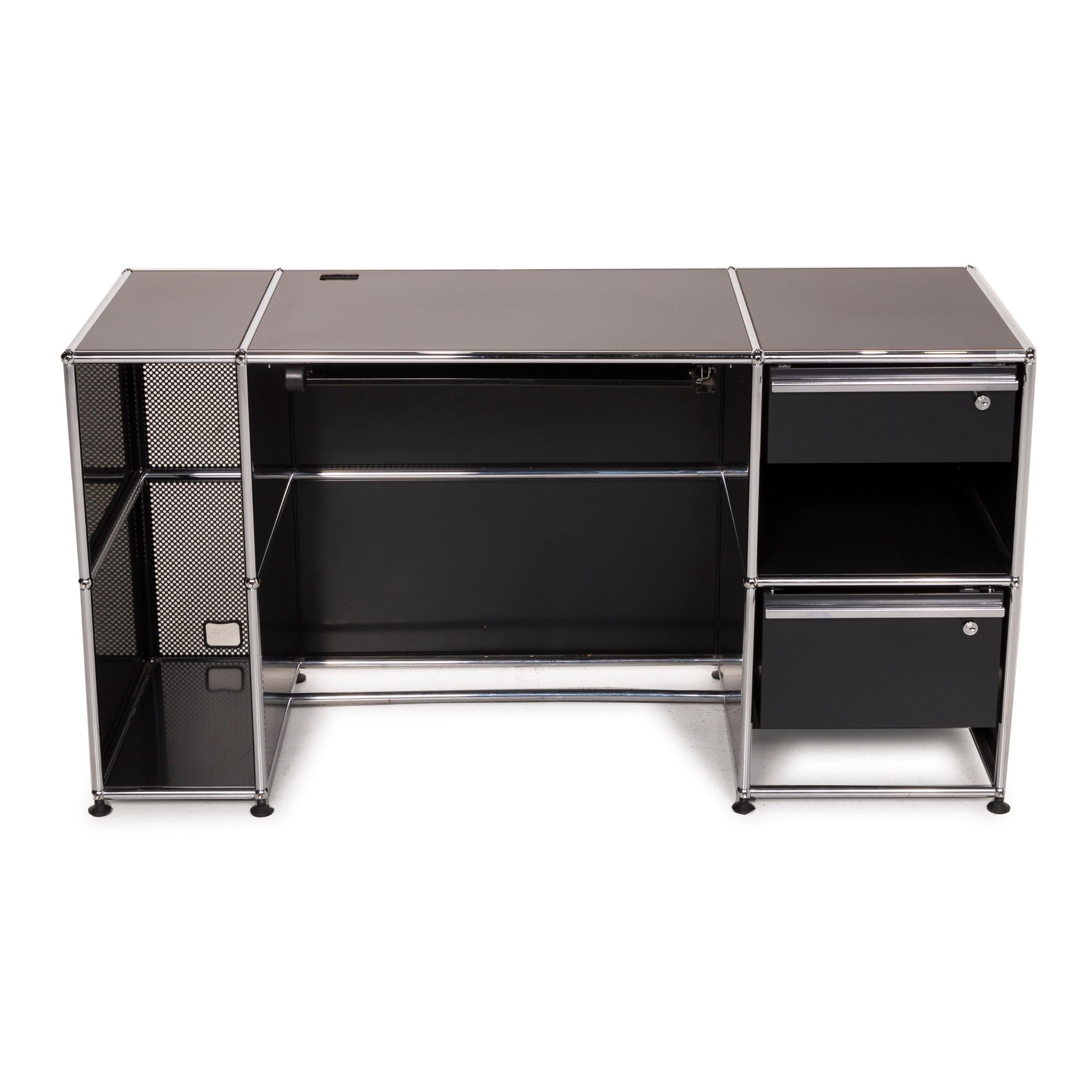 USM Haller Metal Desk Black 2x Drawer 1