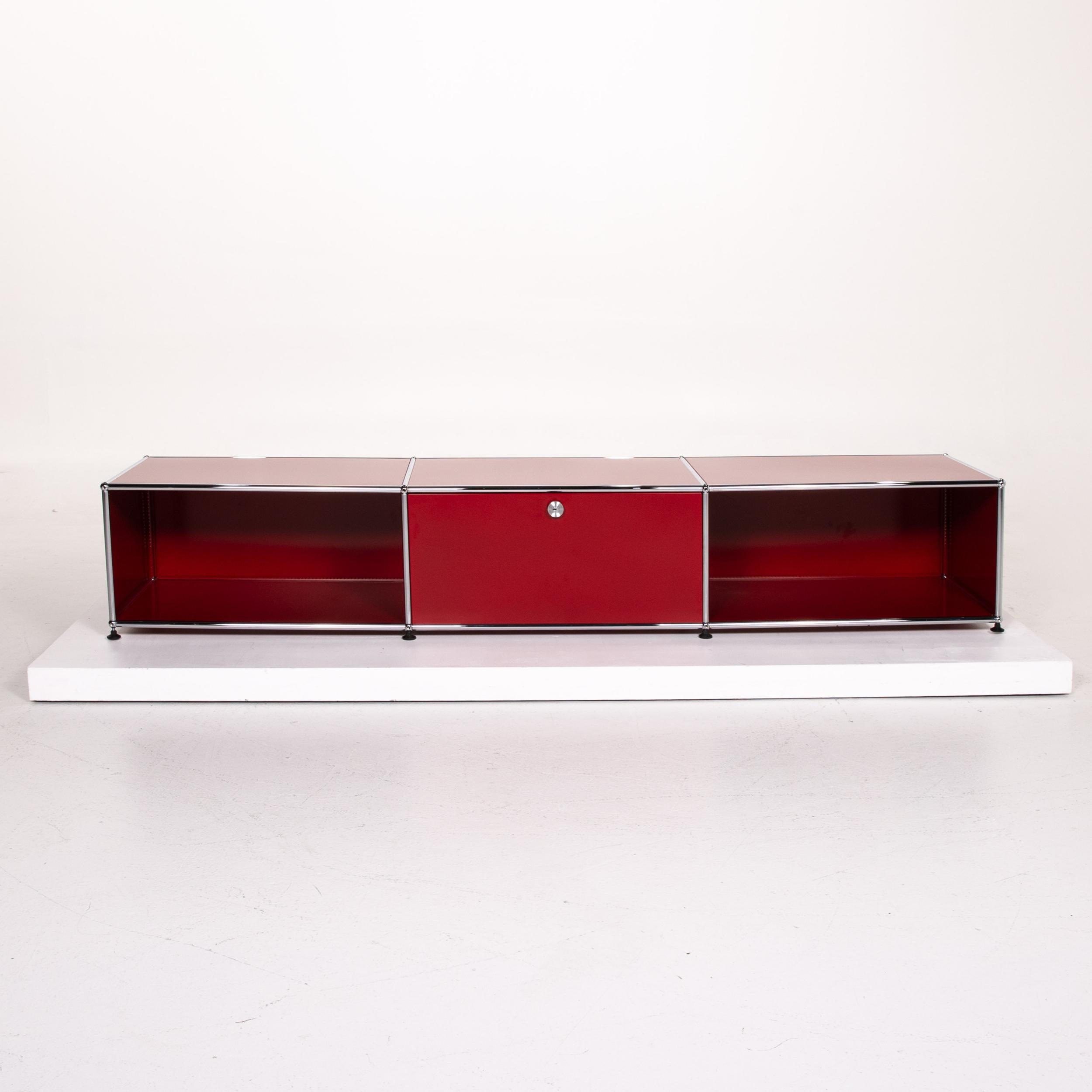 USM Haller Metal Lowboard Red Sideboard TV Board Office Furniture For Sale 1