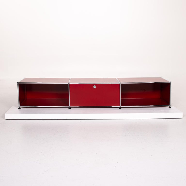 USM Haller Metal Lowboard Red Sideboard TV Board Office Furniture For Sale  at 1stDibs