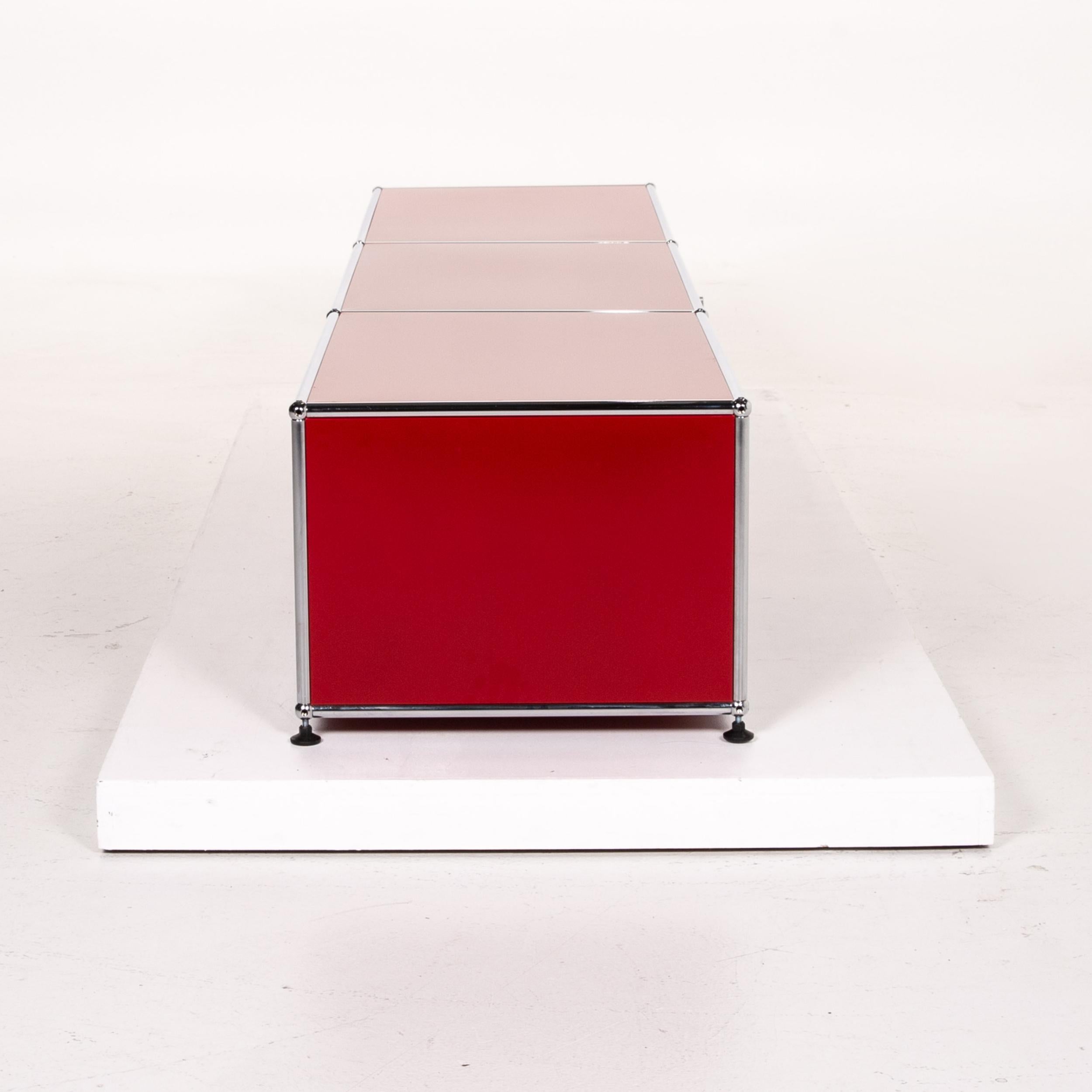 USM Haller Metal Lowboard Red Sideboard TV Board Office Furniture For Sale 3