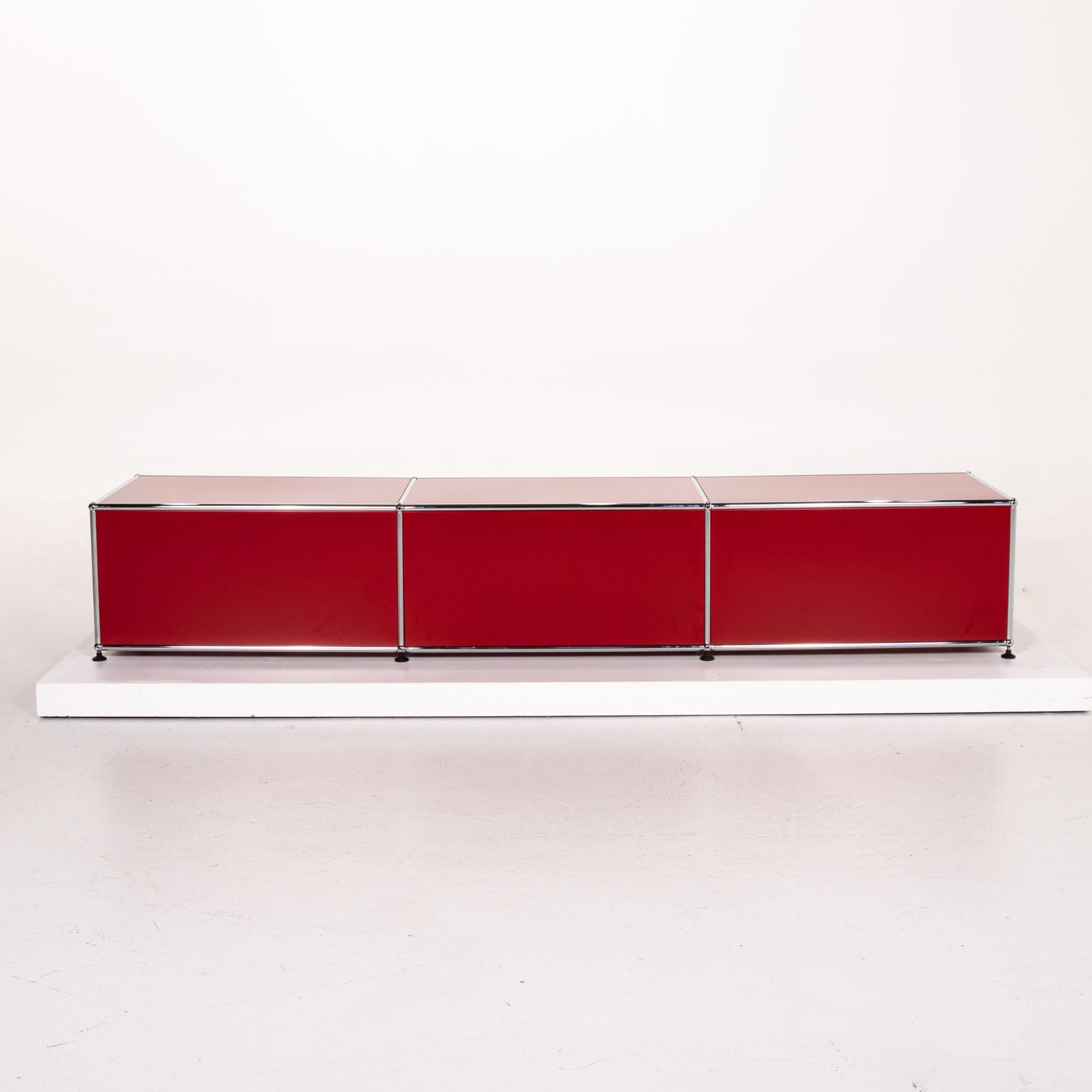 USM Haller Metal Lowboard Red Sideboard TV Board Office Furniture For Sale 4