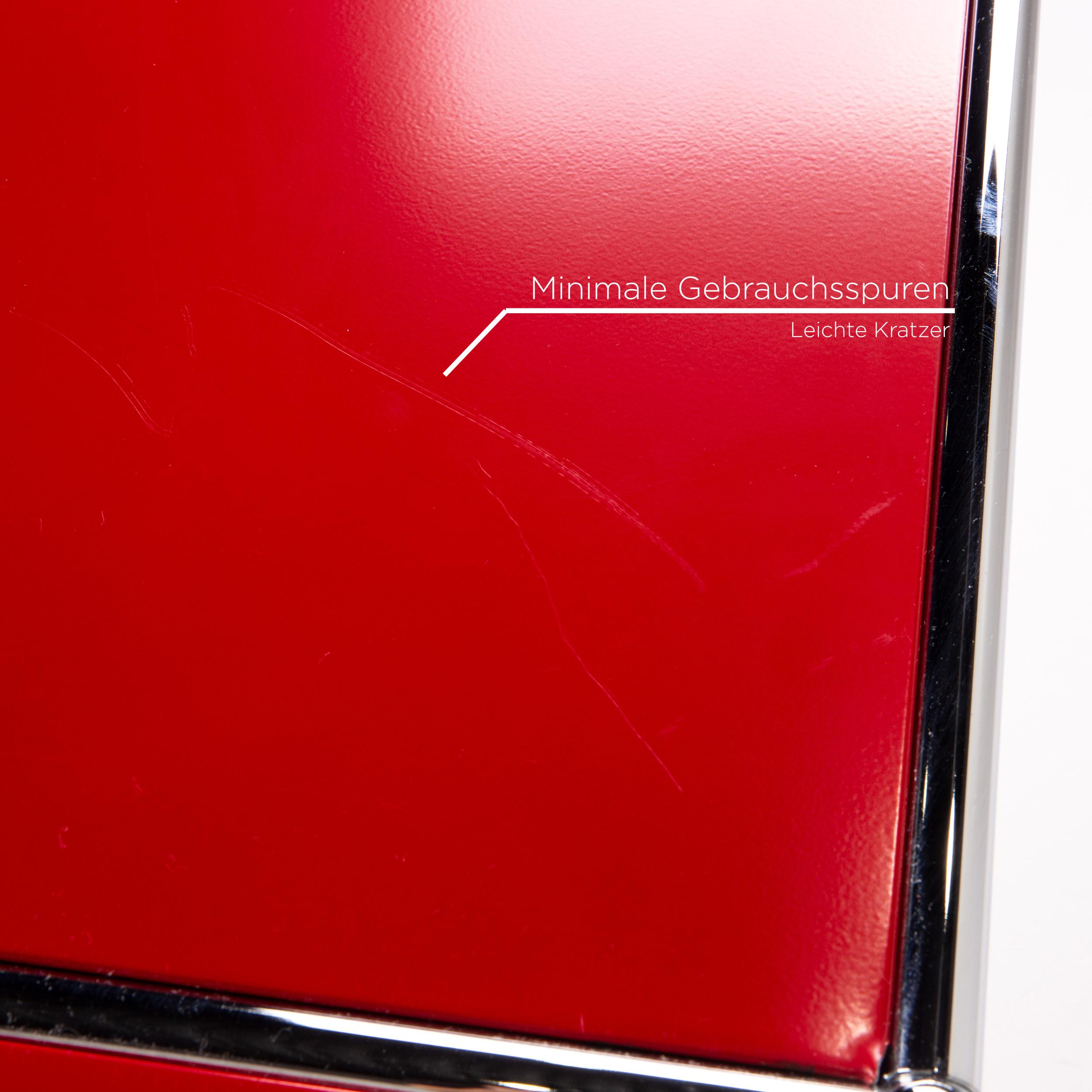 German USM Haller Metal Lowboard Red Sideboard TV Board Office Furniture For Sale