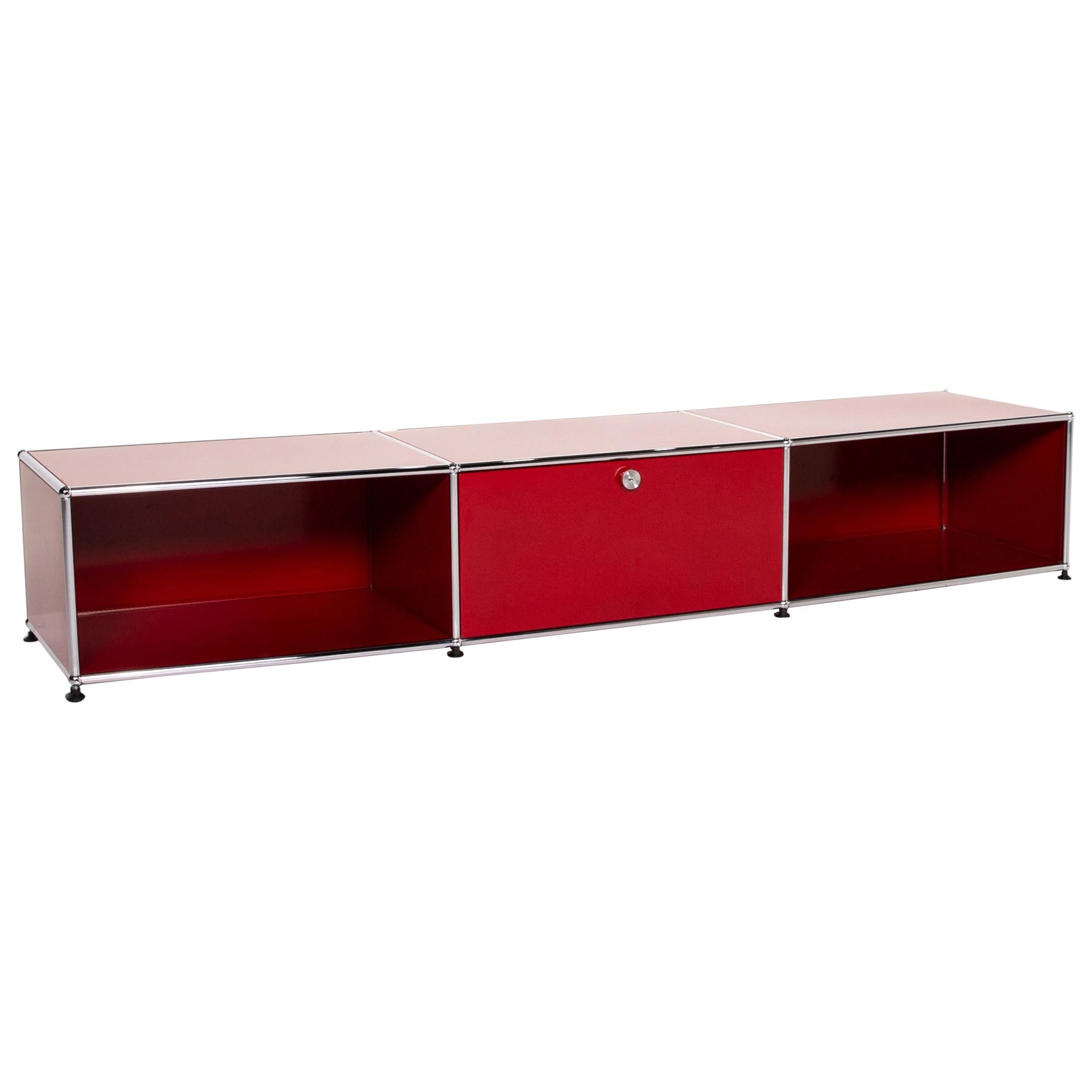 USM Haller Metal Lowboard Red Sideboard TV Board Office Furniture For Sale