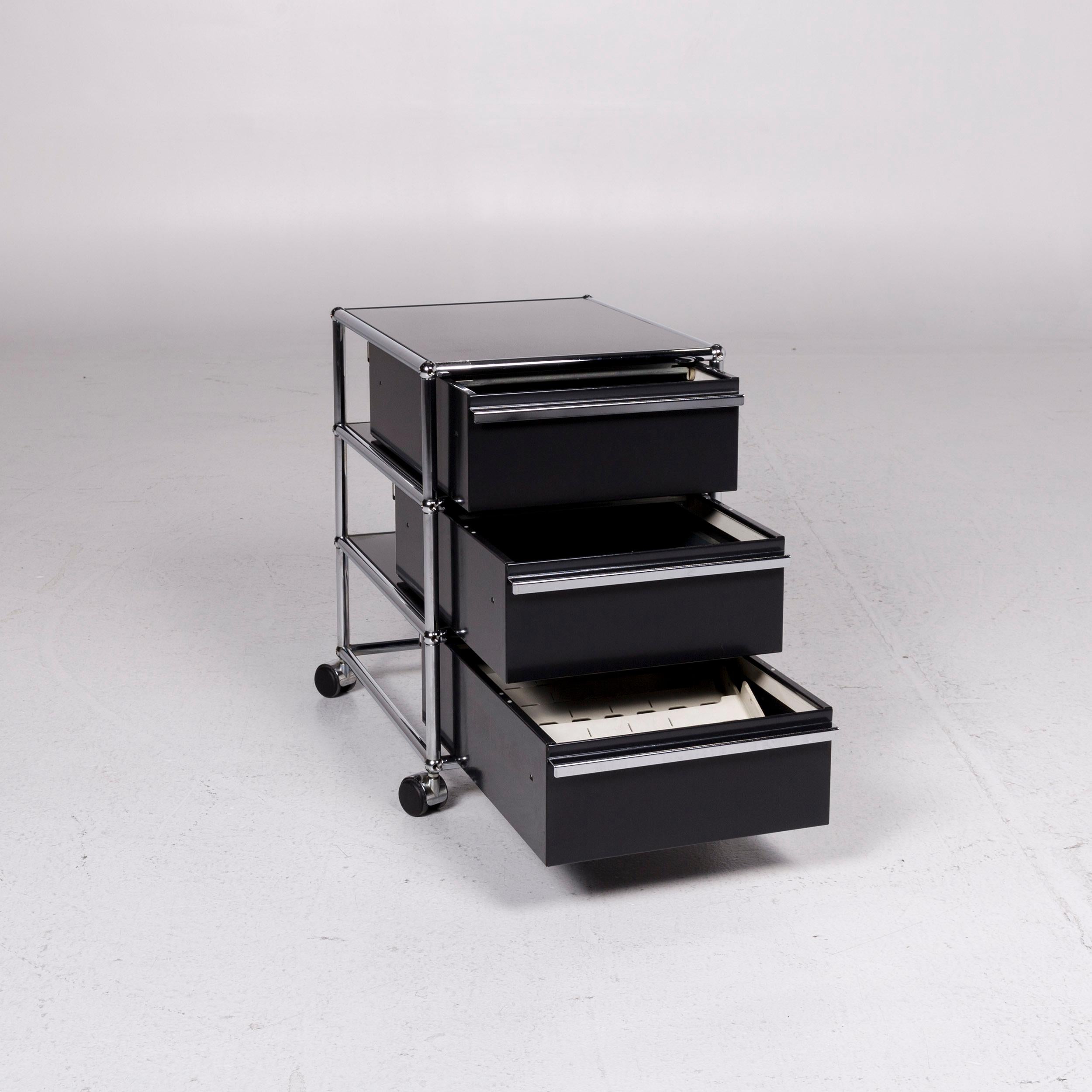 Modern USM Haller Metal Roll Container Black Sideboard Office Furniture For Sale