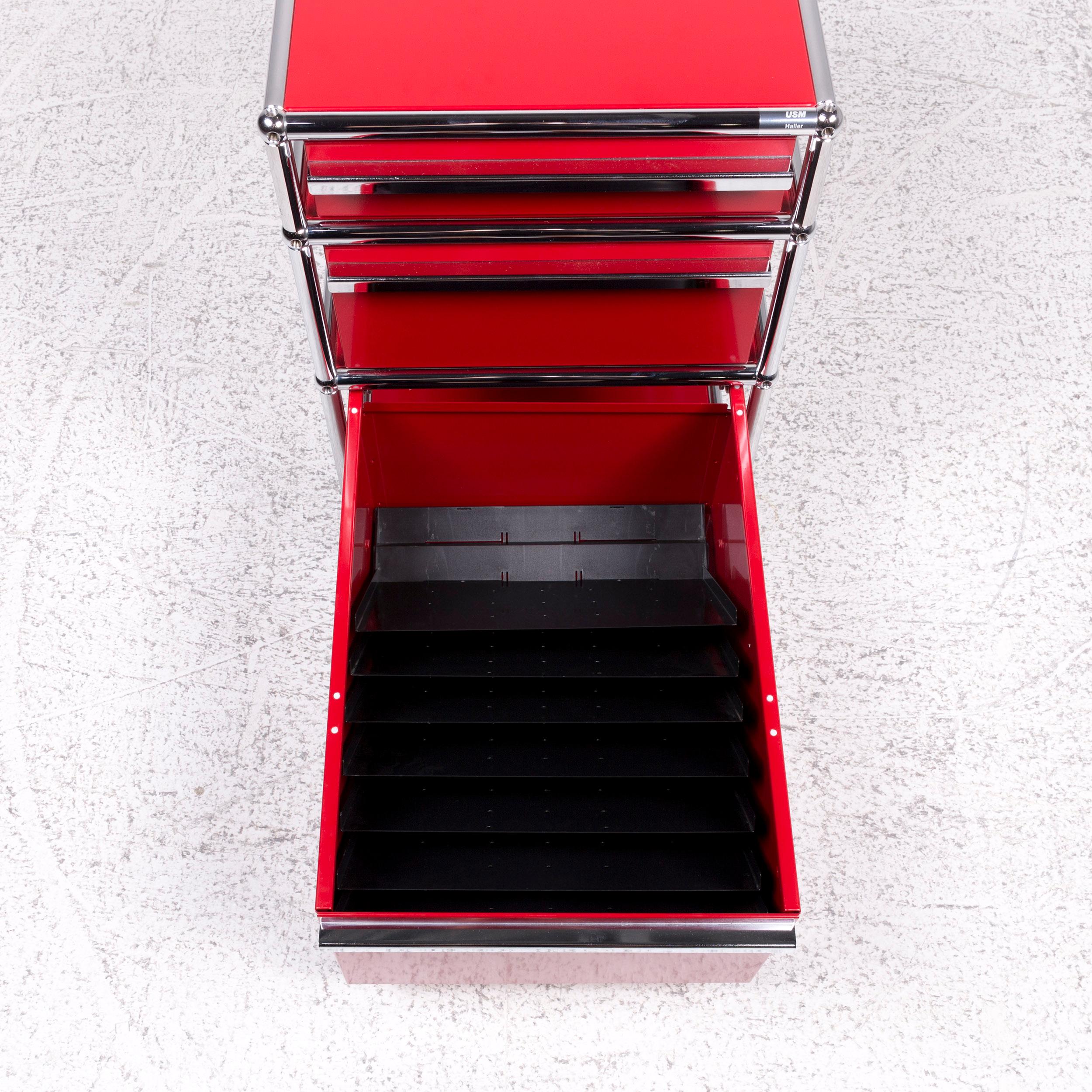 USM Haller Metal Shelf Sideboard Rollcontainer Set 3 Drawers Red 4