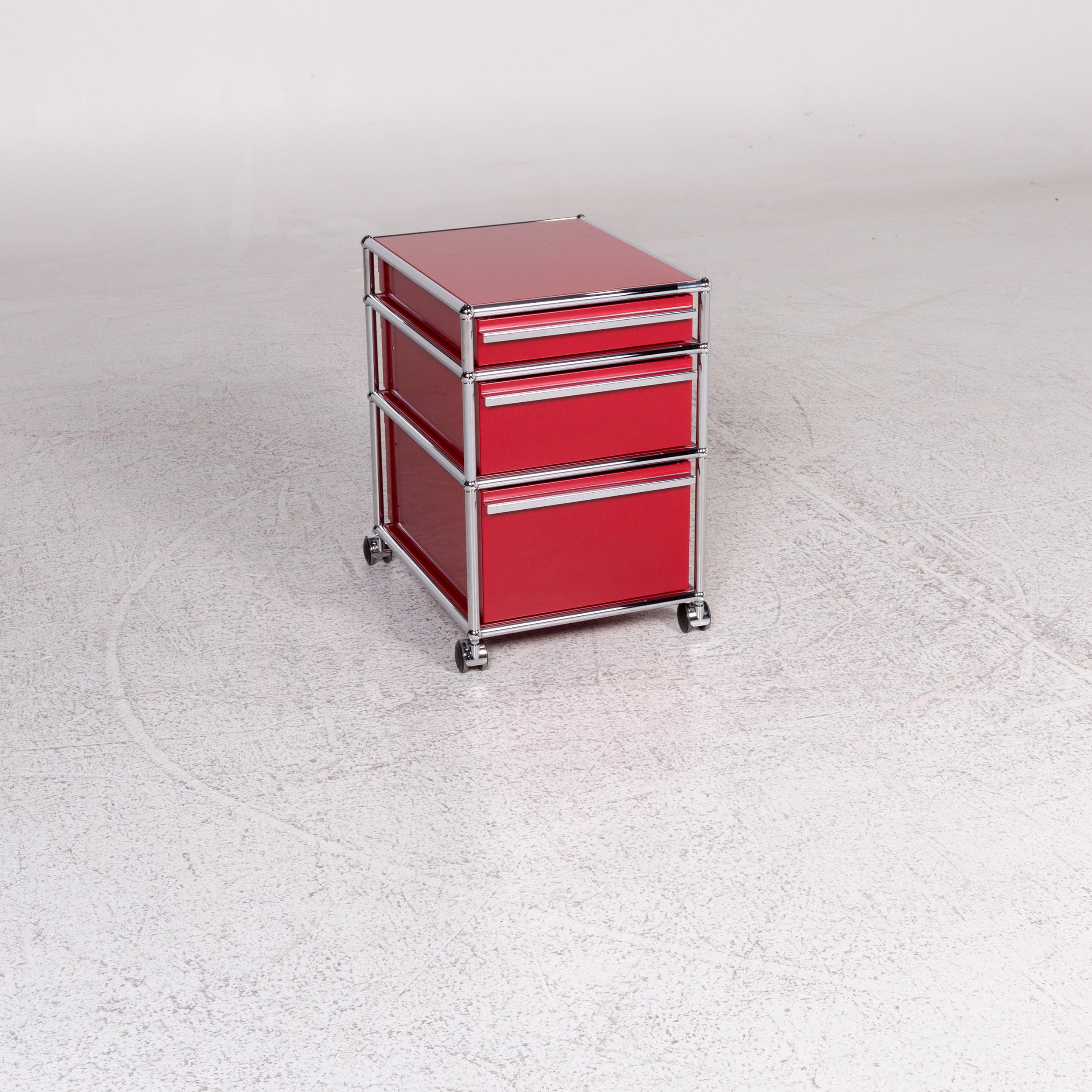 USM Haller Metal Shelf Sideboard Rollcontainer Set 3 Drawers Red 7