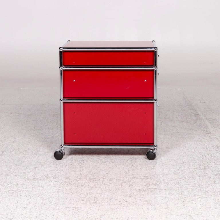 Usm Haller Metal Shelf Sideboard Rollcontainer Set 3 Drawers Red