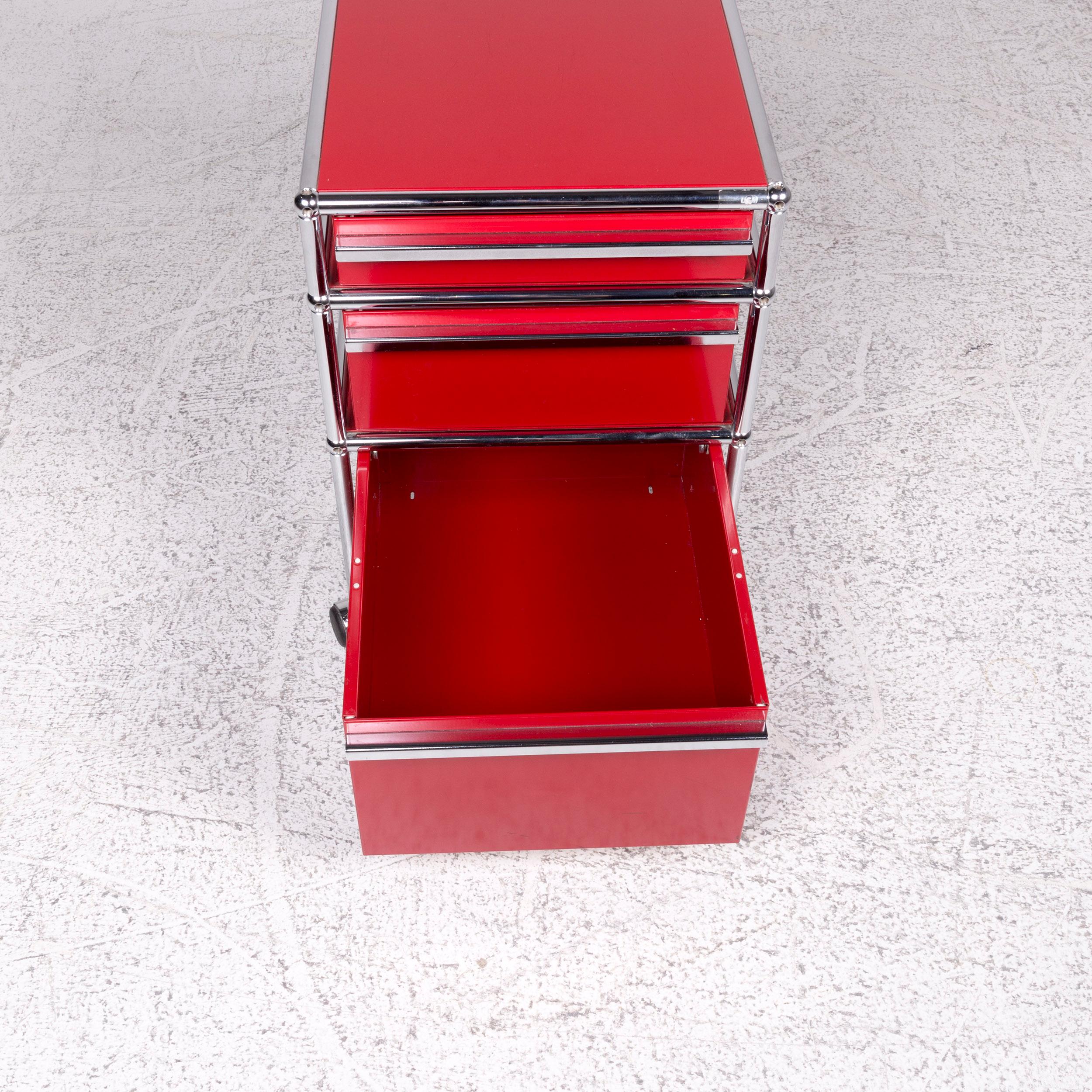USM Haller Metal Shelf Sideboard Rolling Containers 3 Drawers Red 4