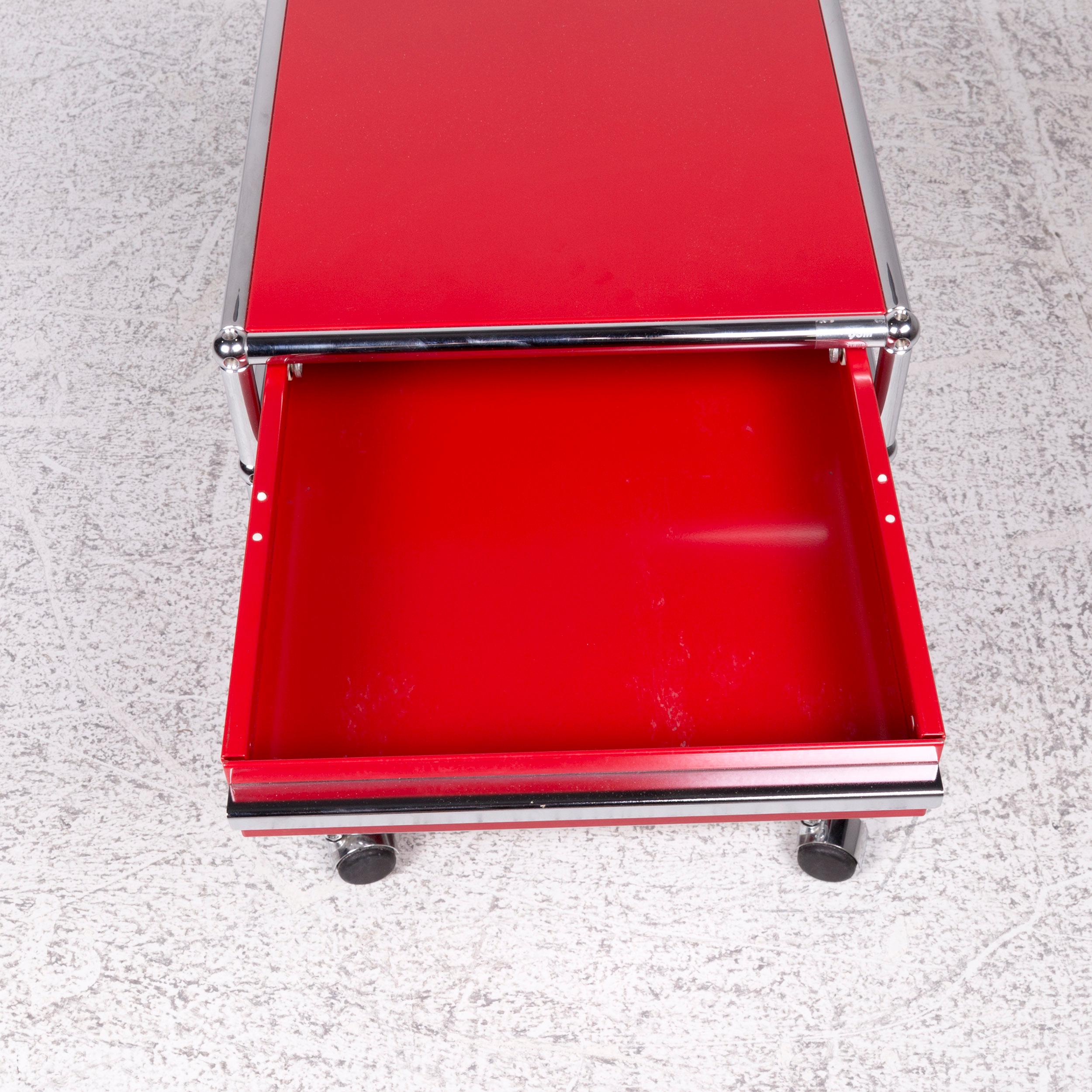 USM Haller Metal Shelf Sideboard Rolling Containers 3 Drawers Red 1