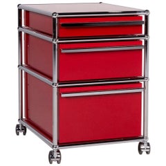 USM Haller Metal Shelf Sideboard Rolling Containers 3 Drawers Red