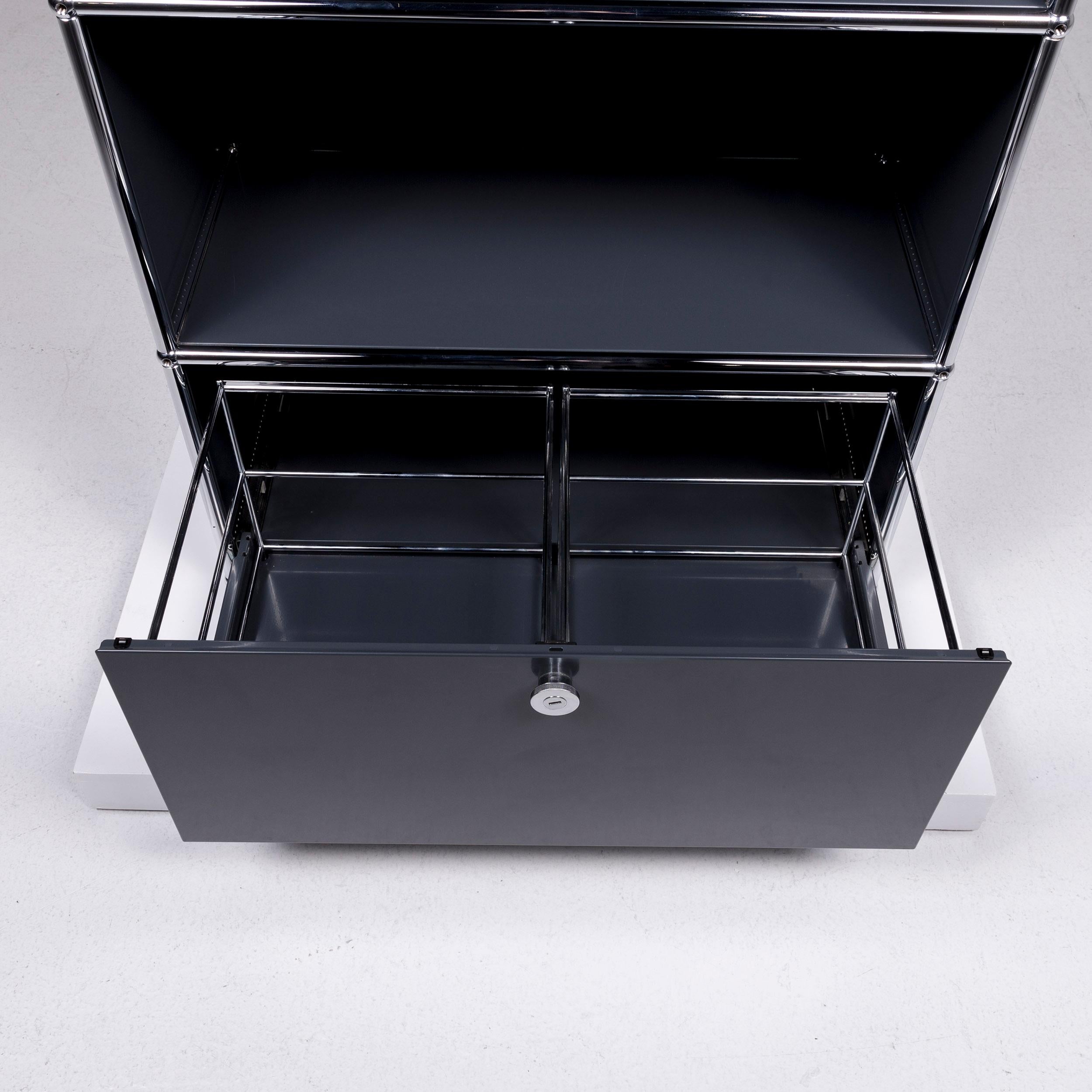 German Usm Haller Metal Sideboard Anthracite Shelf Chrome Office Furniture For Sale