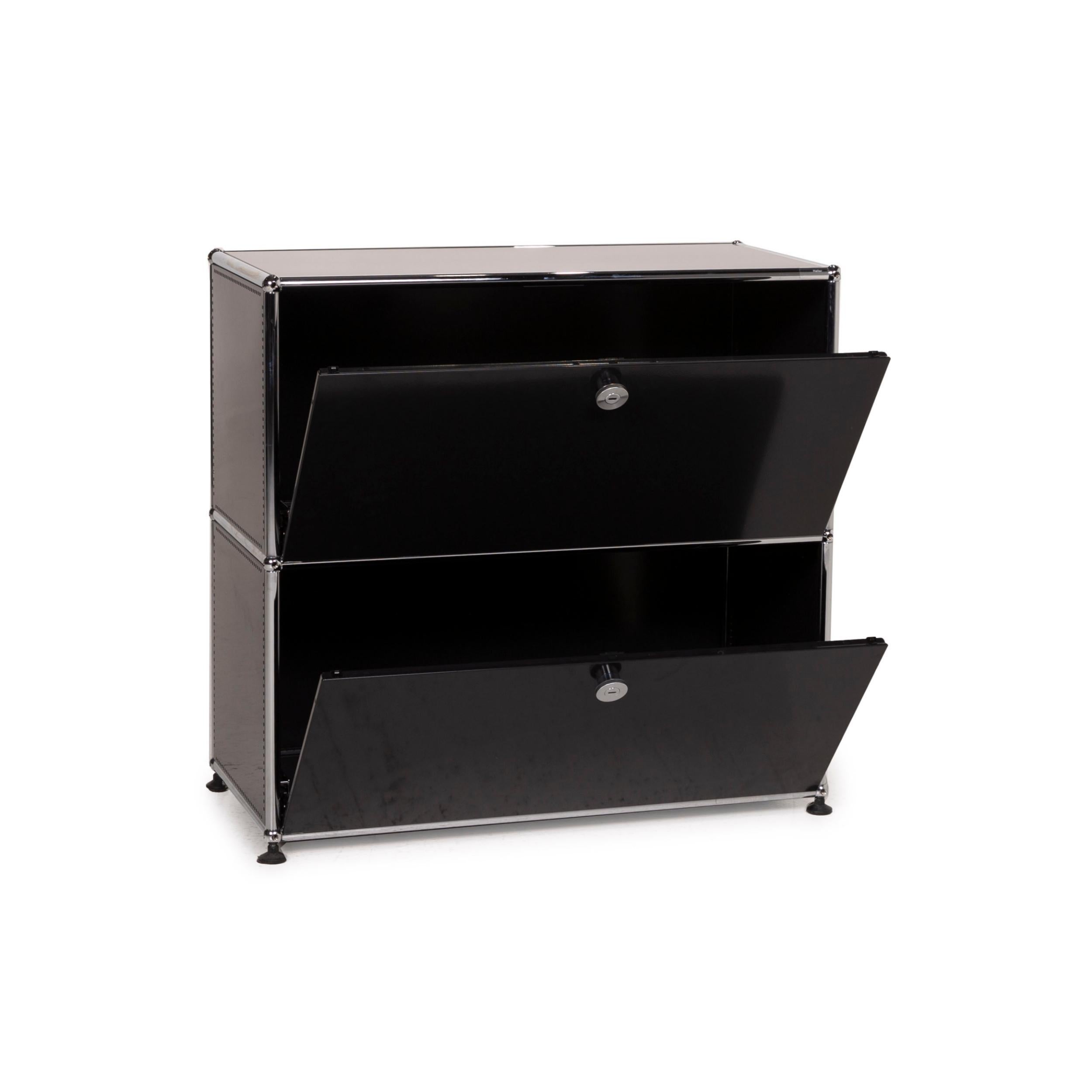 Usm Haller Metal Sideboard Black 1x2 Compartments Office Cabinet In Excellent Condition In Cologne, DE