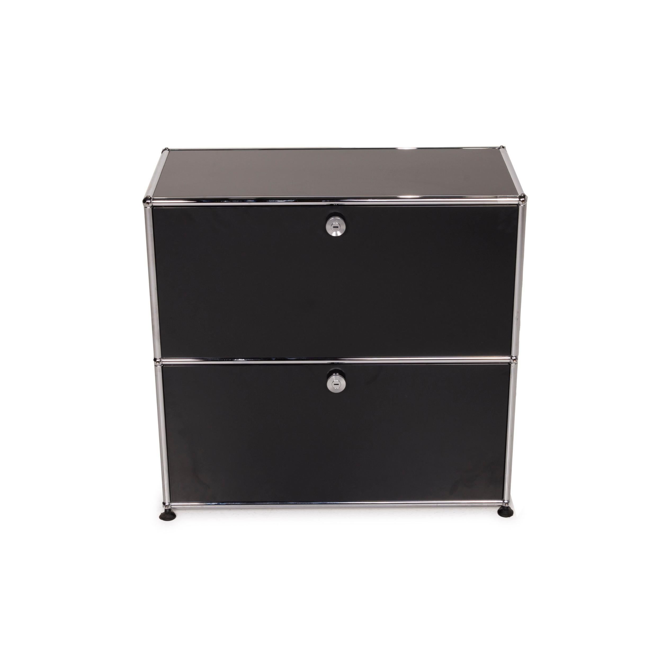 Contemporary Usm Haller Metal Sideboard Black 1x2 Compartments Office Cabinet