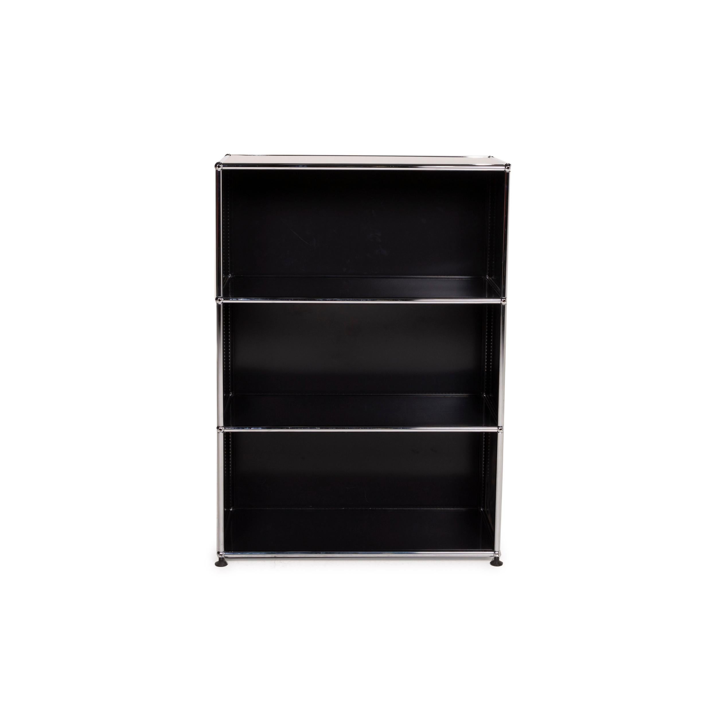 USM Haller Metal Sideboard Black 1x3 Shelf Compartment Office at 1stDibs
