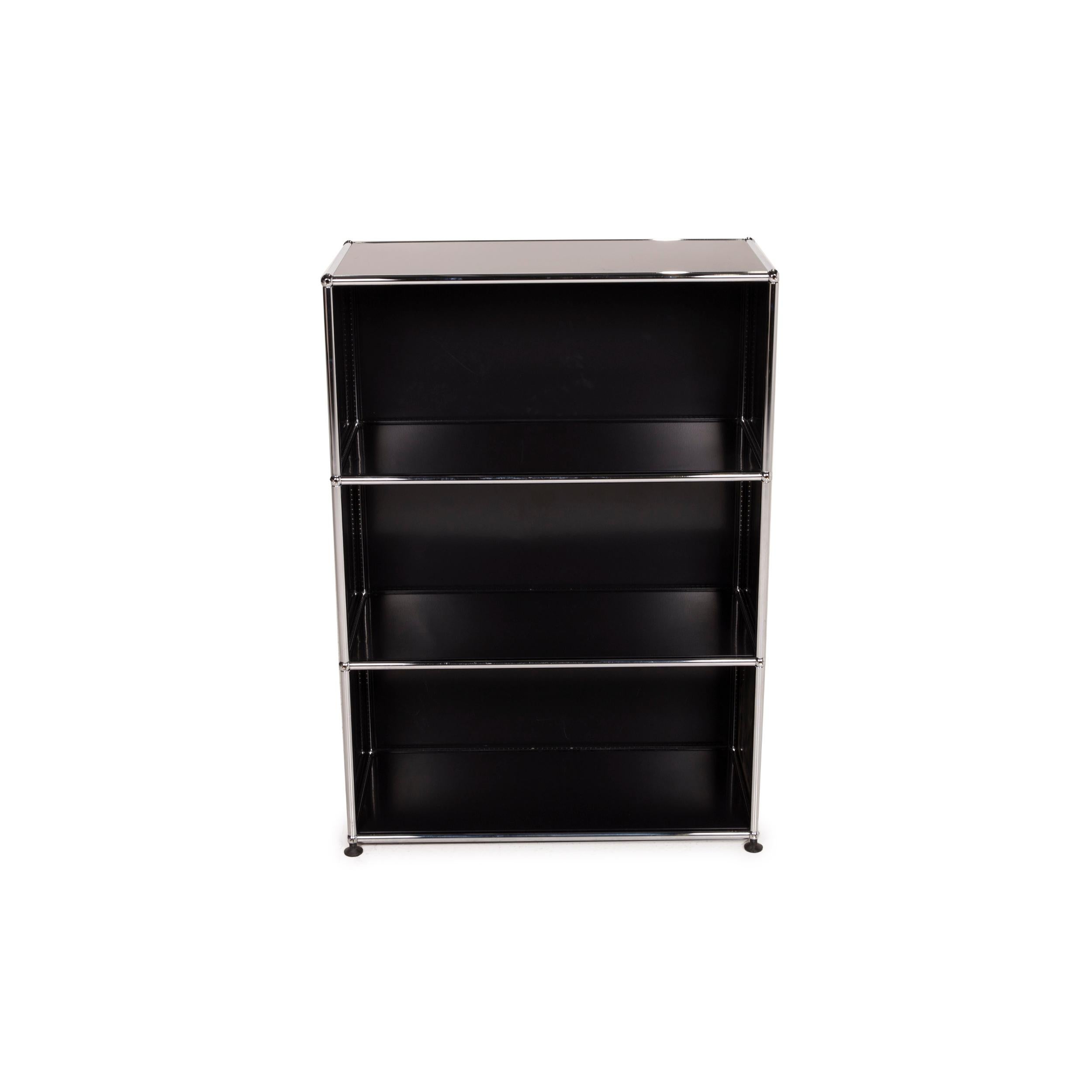 German USM Haller Metal Sideboard Black 1x3 Shelf Compartment Office